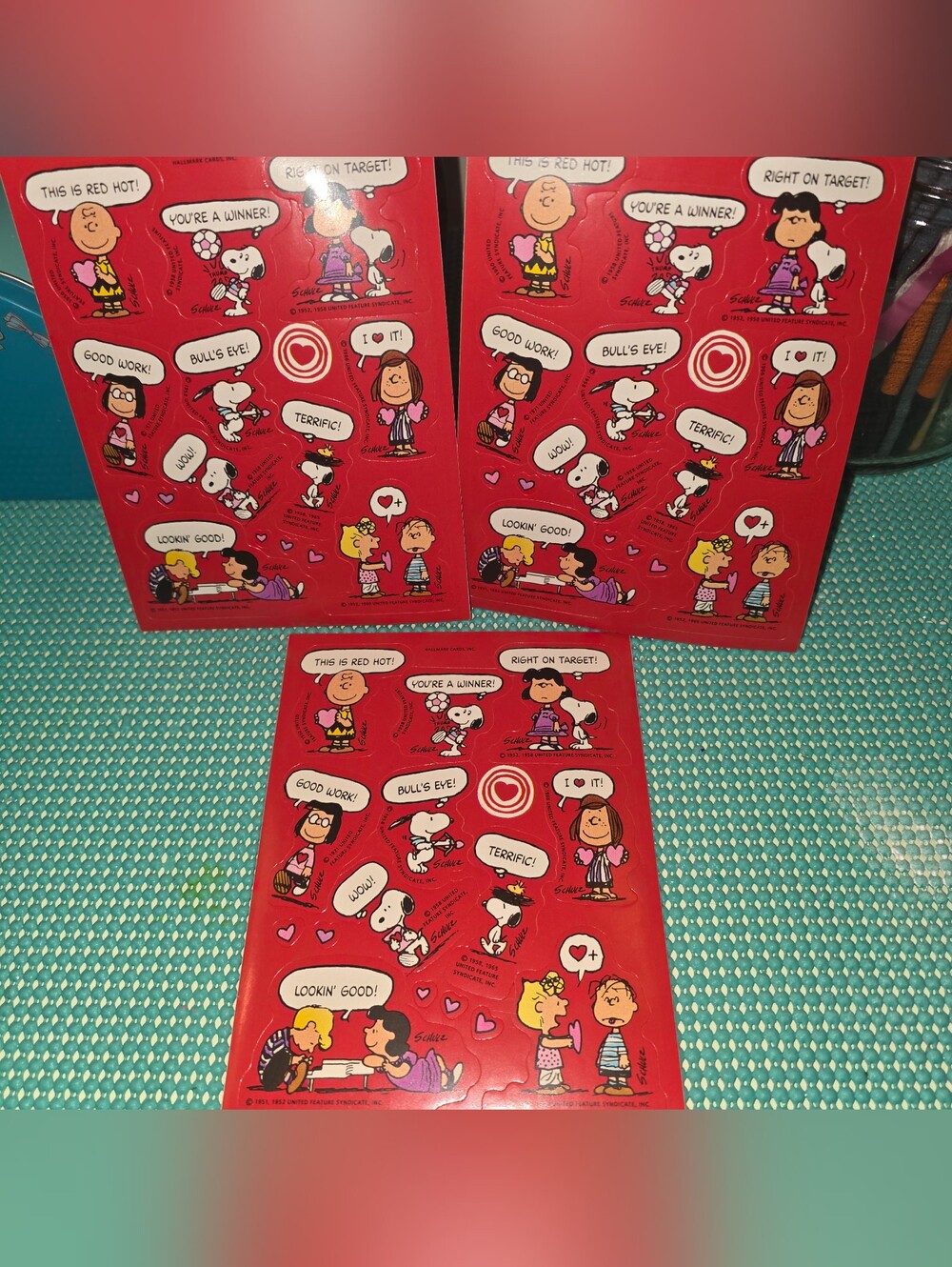 Vintage Peanuts Hallmark Valentines Sticker Sheets